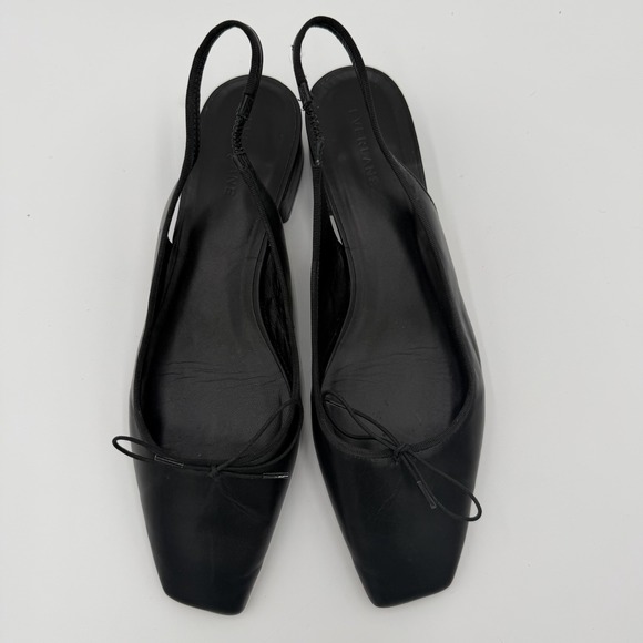 Everlane Ballet Slingback Heels Womens 10 Black Leather Square Toe Block Heel - Picture 3 of 8